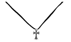 Cross Leather Braids Necklace Silver CHRM0909