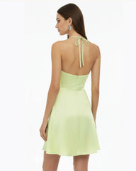 Orchid Embroidered Halter Mini Dress - Light Green