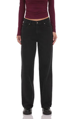 Mid Rise Baggy Jeans in Black