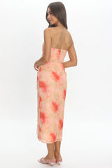 Sunny Ave Sweetheart Neckline Midi Dress Floral Red
