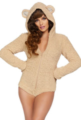 Teddy Bear Ultra Soft Bodysuit With Ear Hood