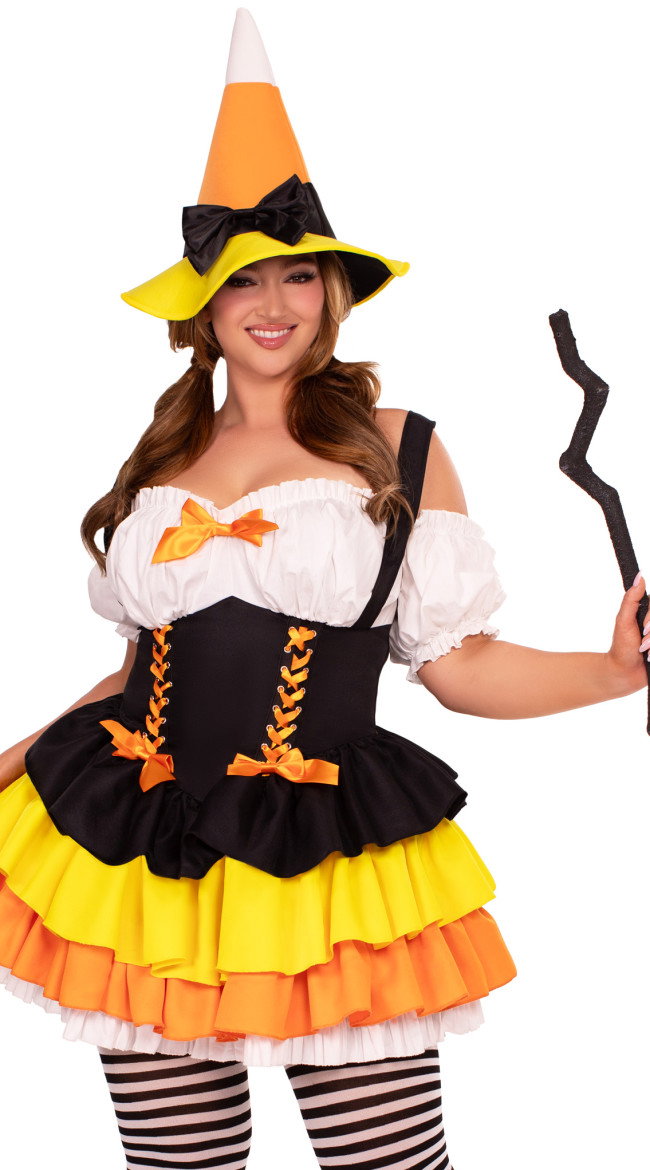 Plus Size Candy Corn Witch Costume - Image 6