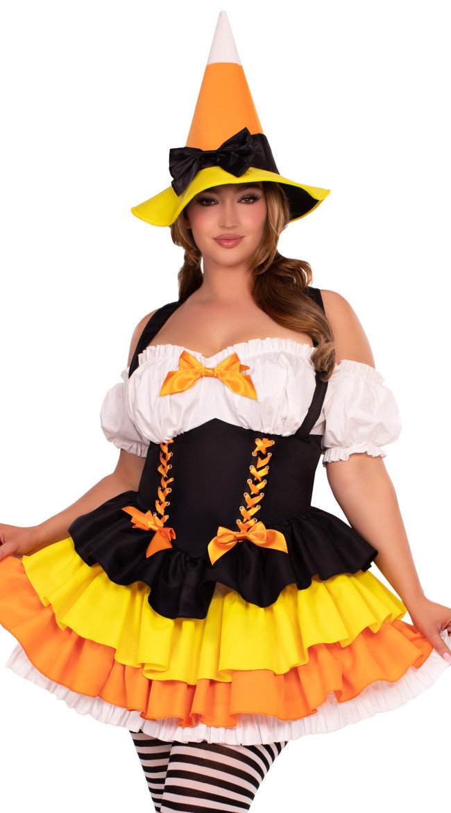 Plus Size Candy Corn Witch Costume - Image 8