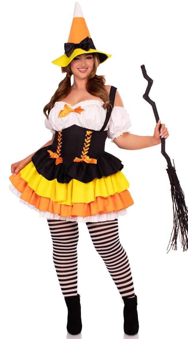 Plus Size Candy Corn Witch Costume - Image 7