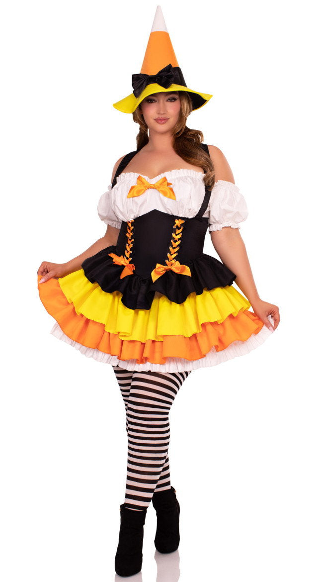 Plus Size Candy Corn Witch Costume - Image 1