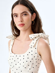 Morgane Dress in White Polka Dot