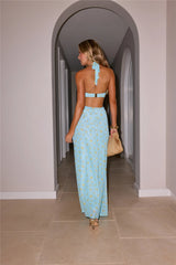 Garden Girly Halter Mesh Maxi Dress Ditsy Floral