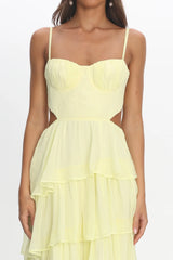 Vianne Tiered Cut-Out Maxi Dress Butter