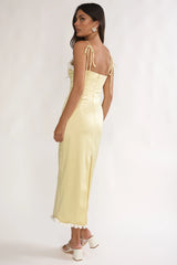 Delyse Rosette Trim Maxi Dress Yellow