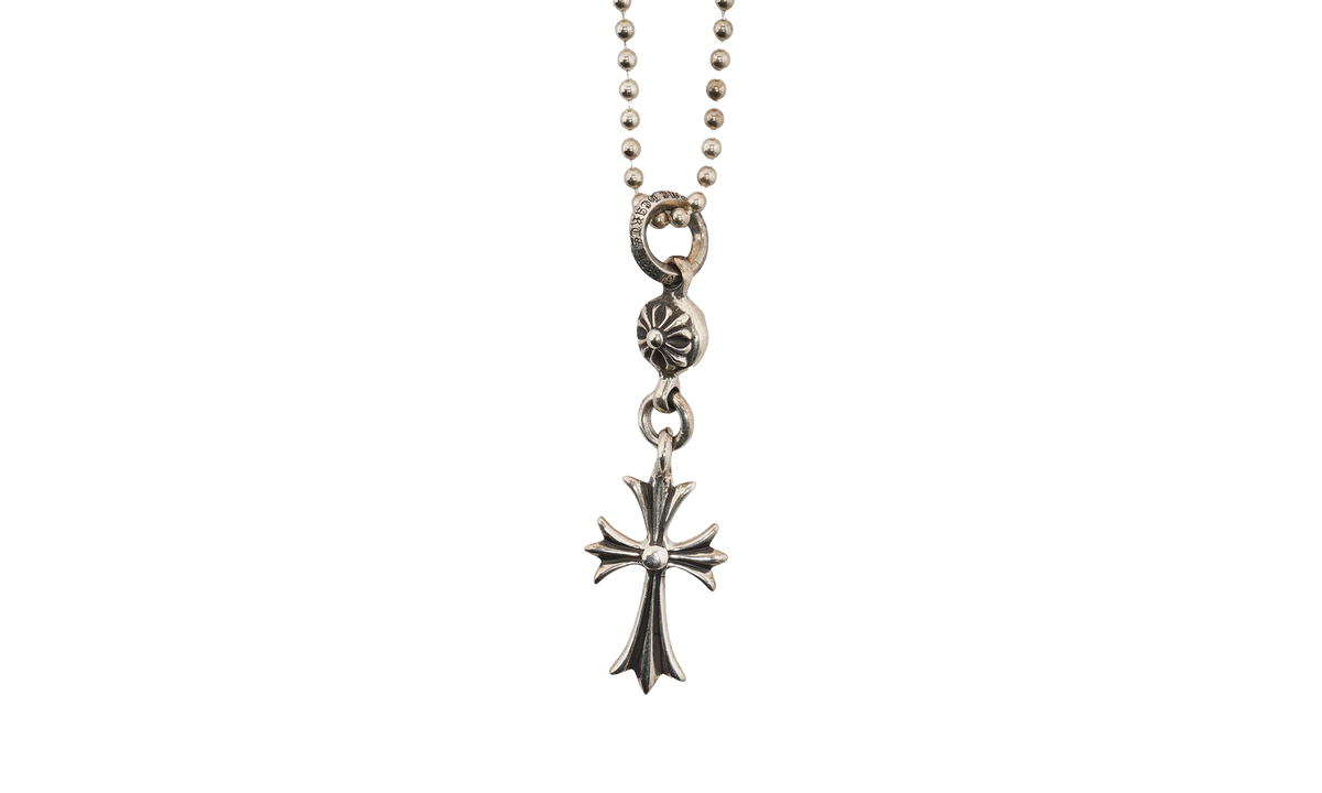 Small Cross Ball Chain Necklace Silver CHRM0644