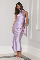 Glistening Lights Satin Maxi Dress Lilac