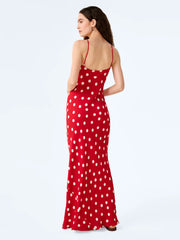 Cecile Dress in Red and Cream Polka Dot