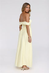Sand Twirl Off Shoulder Maxi Dress Yellow