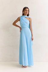 Main Muse Plisse One Shoulder Maxi Dress Blue