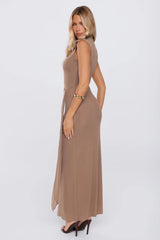 Plus One Mesh Maxi Dress Brown