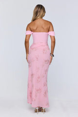 Pretty Glow Up Off Shoulder Maxi Dress Pink