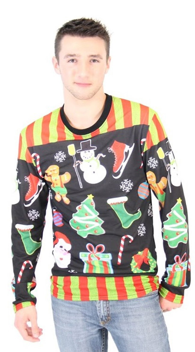 Xmas Icons Faux Ugly Sweater Shirt - Image 2
