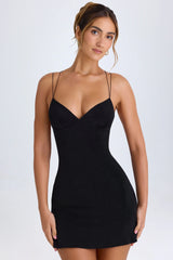 Strap-Detail Halterneck Mini Dress In Black