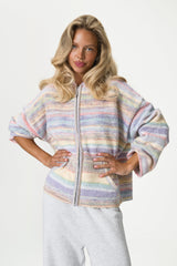 Emmett Knit Zip Up Hoodie in Pastel