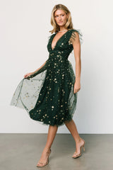 Chiara Shimmer Midi Dress | Green + Gold