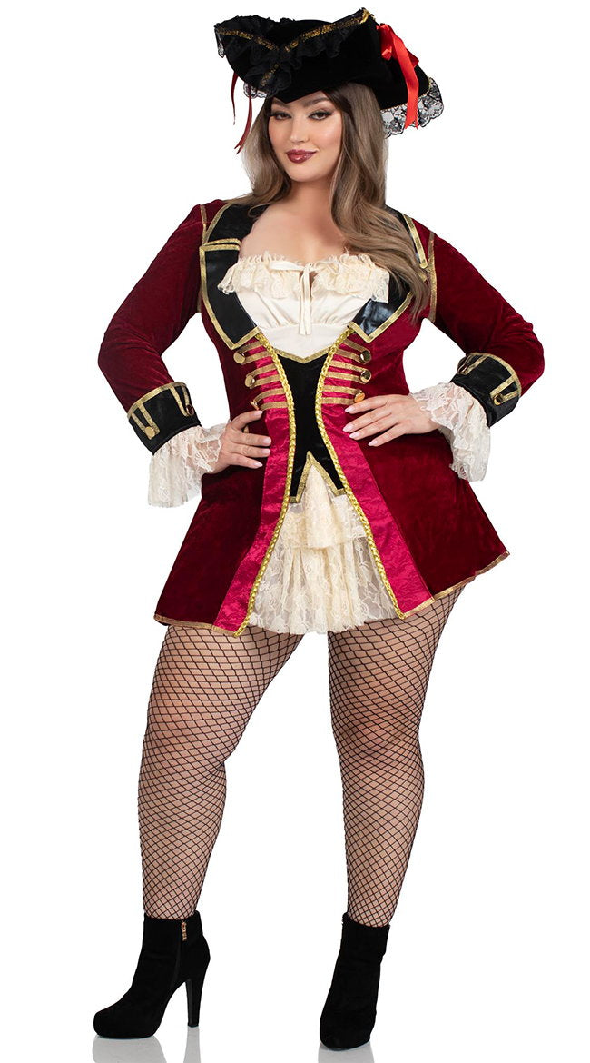 Plus Size Captivating Pirate Captain Costume - Image 4