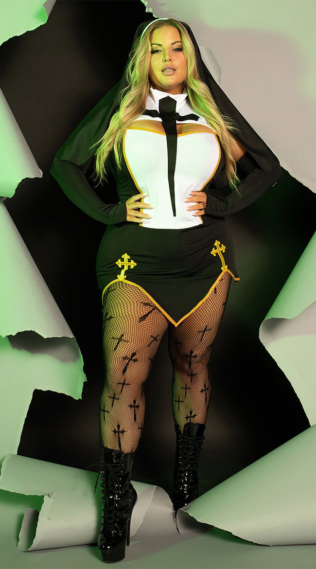 Plus Size Bad Habit Nun Costume - Image 5