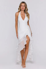 Her Extravaganza Halter Maxi Dress White