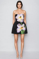 Fennl Black Floral Bustier Mini Dress