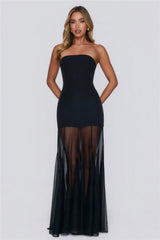Dewkissed Bloom Strapless Maxi Dress Black
