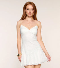 Flirty Polish Lace V-Neck Mini Dress