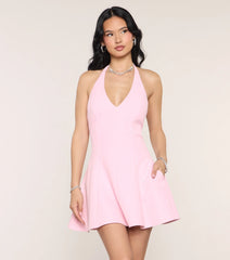 Blush Rush Halter Skater Dress