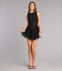 Just Add Heels Lace Skater Mini Dress