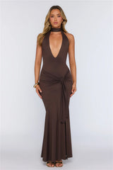 Pretty In Motion Halter Maxi Chocolate