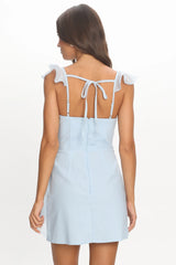 Murphy Ruffle Front Mini Dress Baby Blue