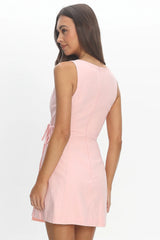 Harlita Wrap Front Mini Dress Blush