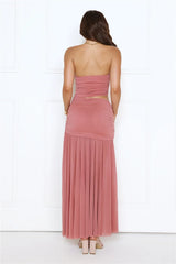 Champagne Glow Strapless Maxi Dress Rose