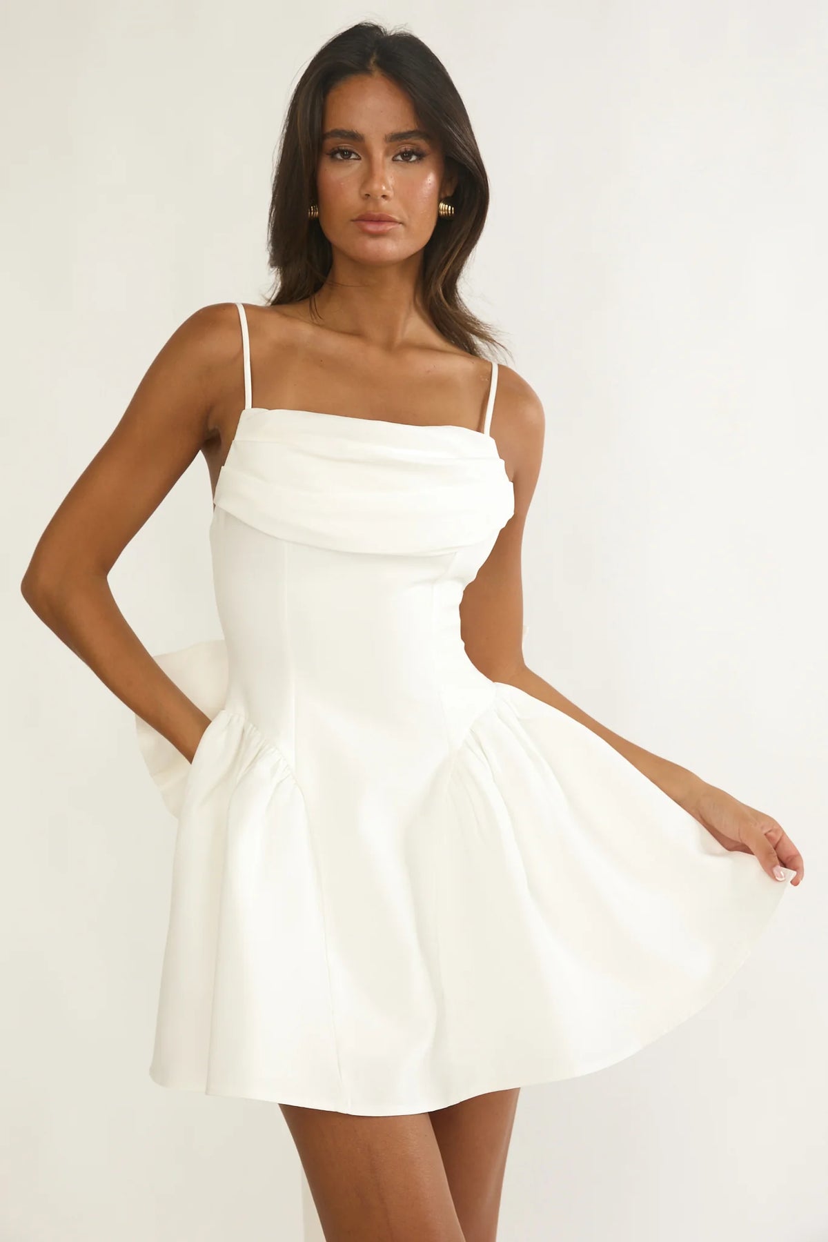 Wilder Oversized Back Bow Mini Dress White