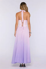 In The Moment Halter Maxi Dress Lilac
