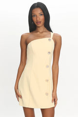 Gala Nights Button Mini Dress Yellow