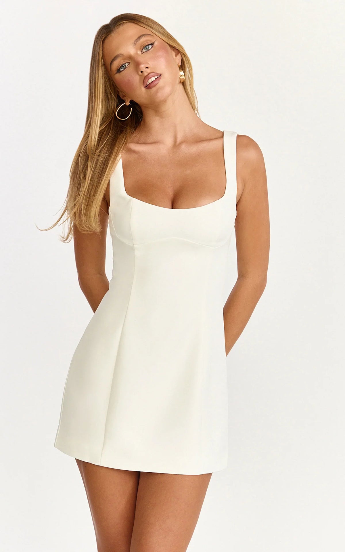 Aretha Mini Dress - Panel Dress in White