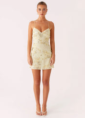 Vietta Sequin Cami Micro Mini Dress - Yellow