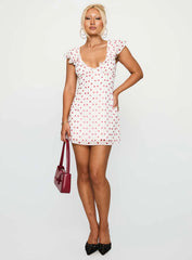 I Guess So Mini Dress White / Burgundy