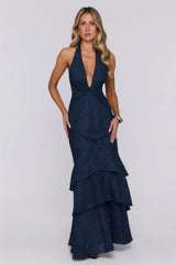 Take The Chance Halter Maxi Dress Navy