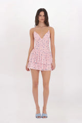 FLORAL MESH TIERED DRESS
