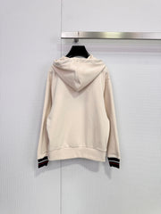 Prada 2025 Hooded Zip-up Sweatshirt Beige Cashmere