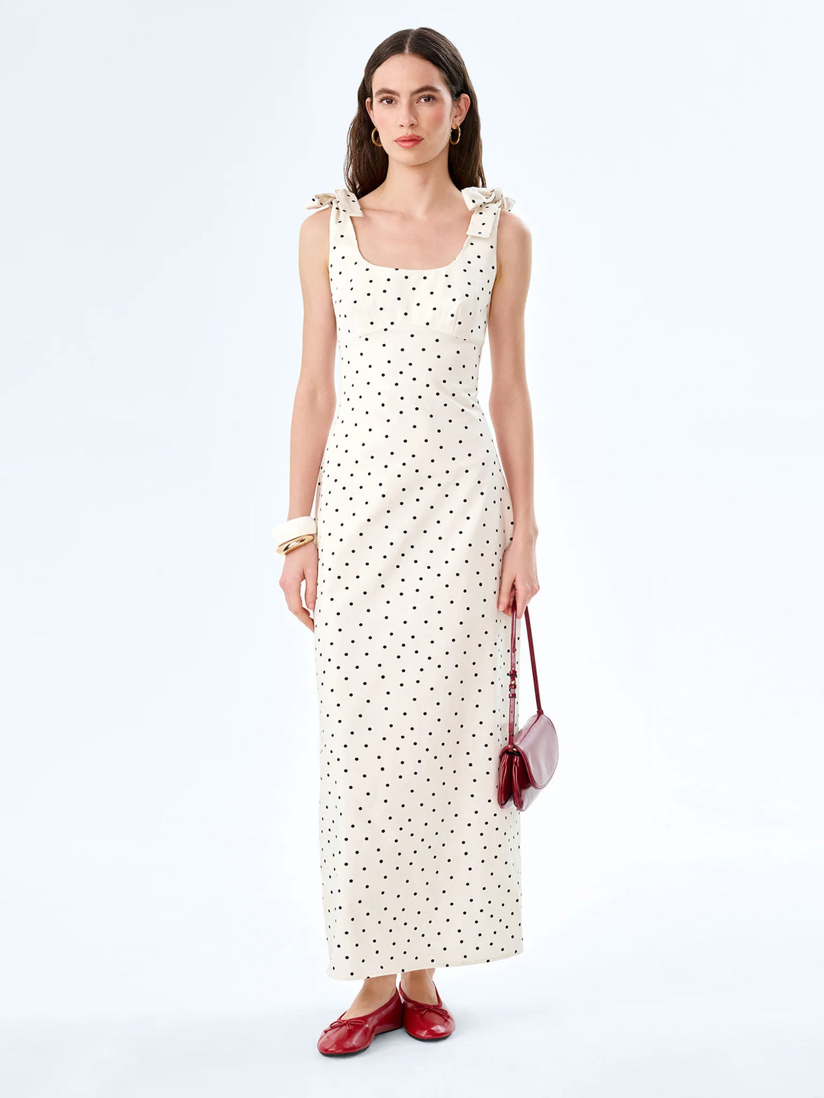 Morgane Dress in White Polka Dot