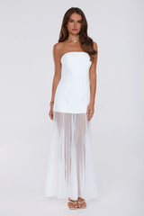 Dewkissed Bloom Strapless Maxi Dress White