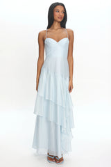Tiered Tide Ruffle Maxi Dress Light Blue