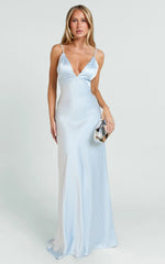 Quincy Maxi Dress - Satin Slip Dress in Sky Blue
