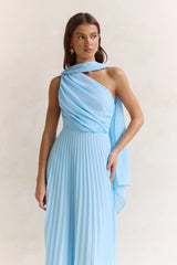 Main Muse Plisse One Shoulder Maxi Dress Blue